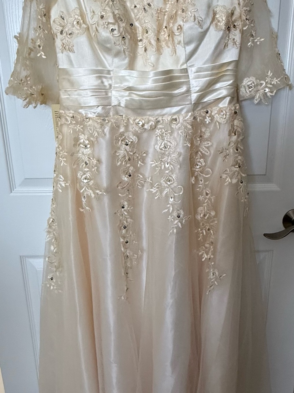 Grace Karin- Women’s Embroidered Satin & Tulle Dress in Cream